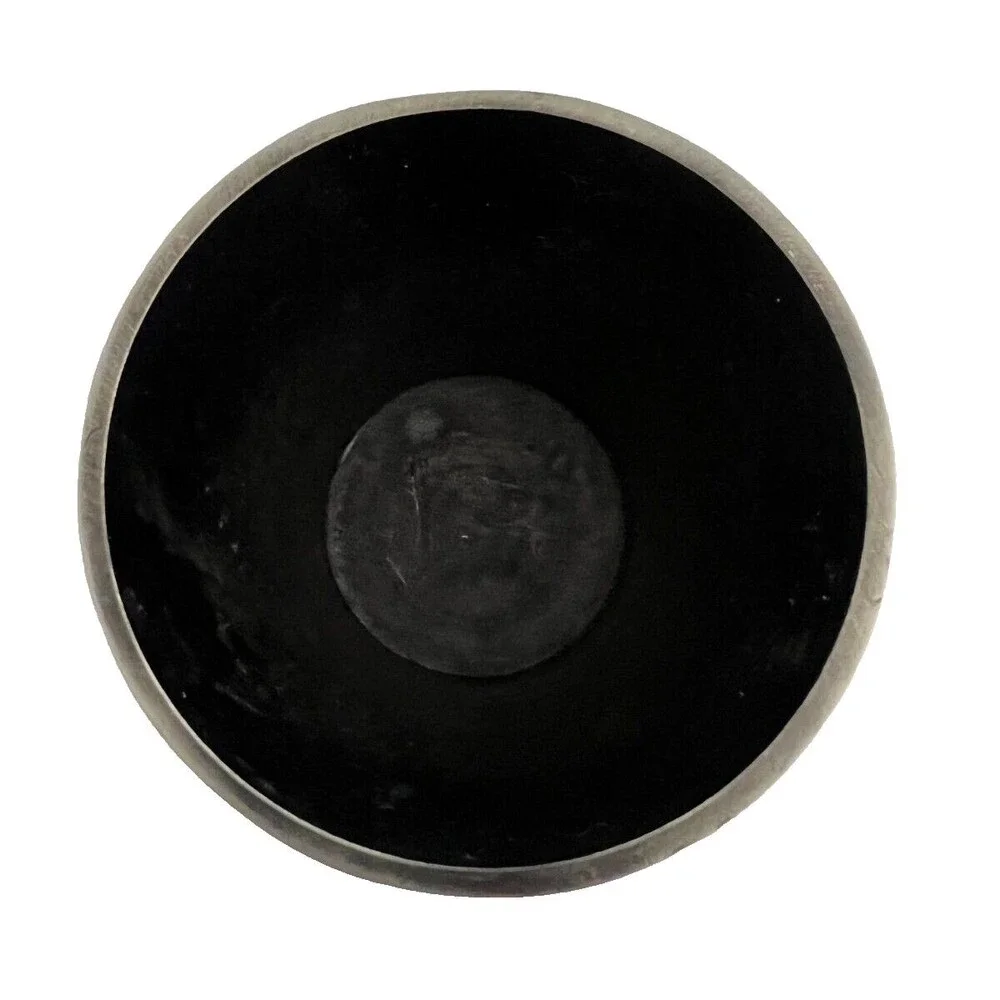 Pewter Finish Metal Bathroom‎ Tumbler Wastebasket Floral Relief Beaded Trim Gray